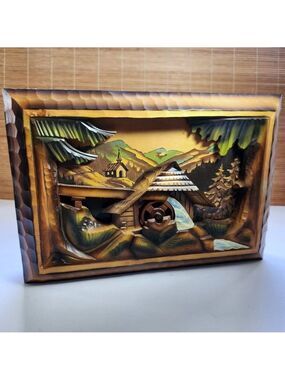 Swiss Music Box REUGE "Mill in the Black Forest" Wood Wall Hung 3D